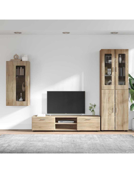 Set mobile TV con cassetto Rovere Sonoma Legno multistrato