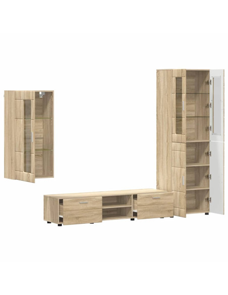 Set mobile TV con cassetto Rovere Sonoma Legno multistrato