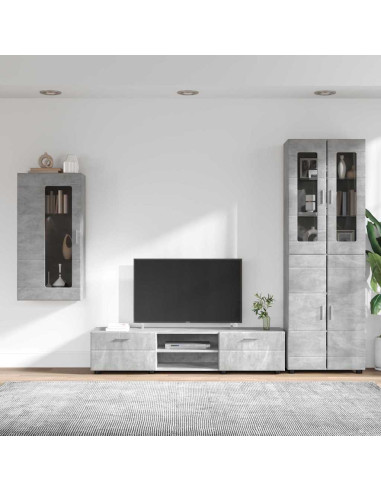 Set mobile TV con cassetto Grigio cemento Legno multistrato