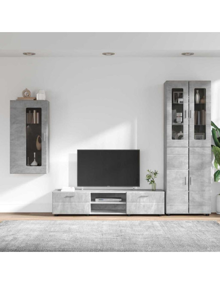 Set mobile TV con cassetto Grigio cemento Legno multistrato