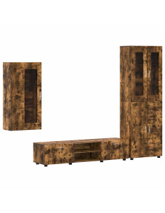 Set mobile TV con cassetto Rovere fumé Legno multistrato 2