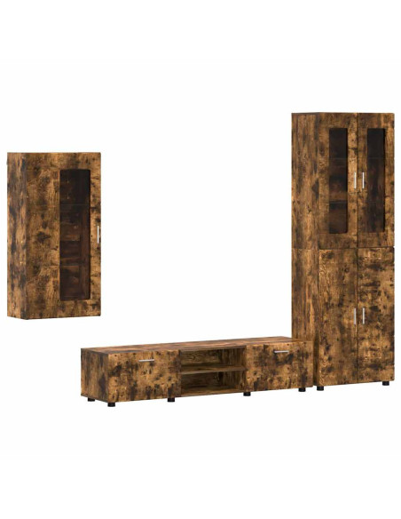Set mobile TV con cassetto Rovere fumé Legno multistrato
