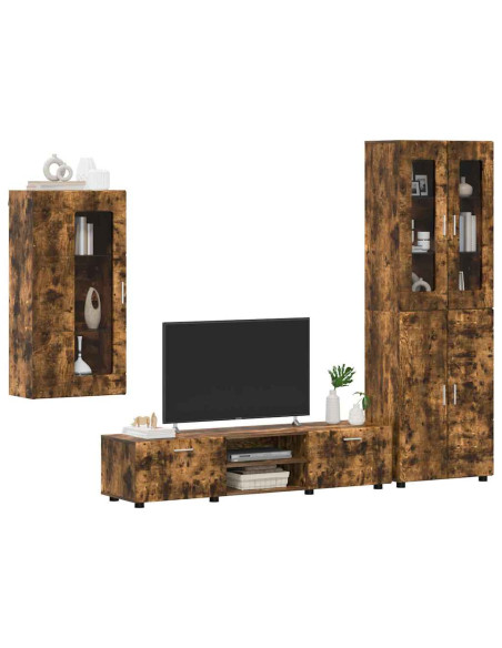 Set mobile TV con cassetto Rovere fumé Legno multistrato
