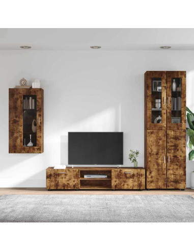 Set mobile TV con cassetto Rovere fumé Legno multistrato