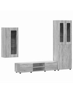 Set mobile TV con cassetto Grigio Sonoma Legno multistrato 2