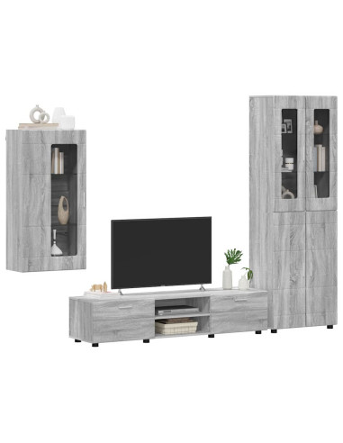 Set mobile TV con cassetto Grigio Sonoma Legno multistrato