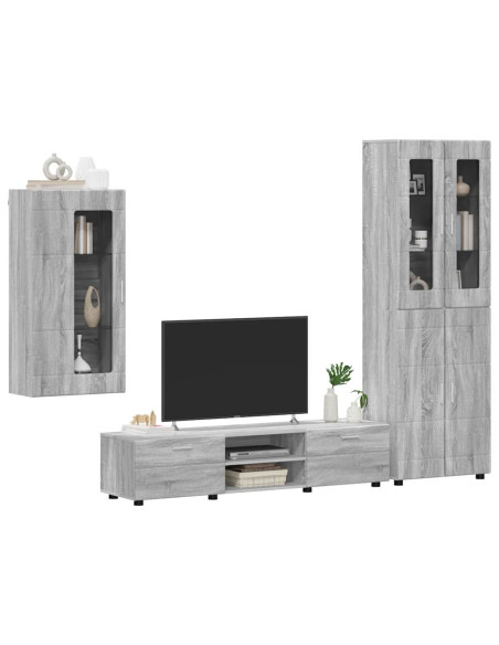 Set mobile TV con cassetto Grigio Sonoma Legno multistrato