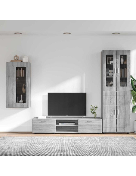 Set mobile TV con cassetto Grigio Sonoma Legno multistrato