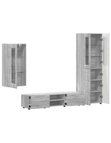 Set mobile TV con cassetto Grigio Sonoma Legno multistrato