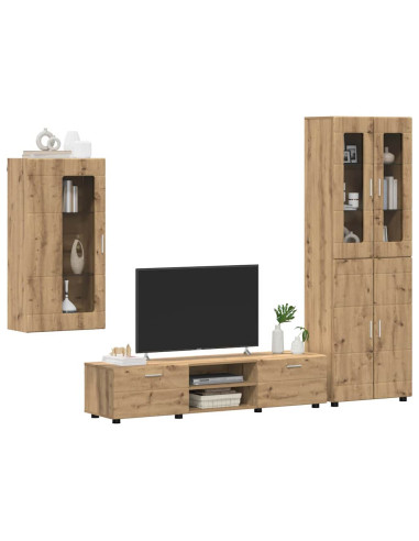 Set mobile TV con cassetto Rovere artigianale Legno multistrato