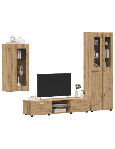 Set mobile TV con cassetto Rovere artigianale Legno multistrato