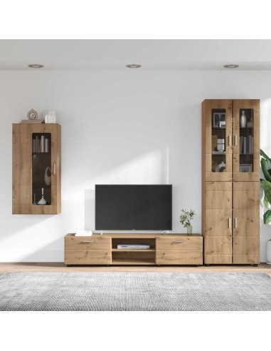 Set mobile TV con cassetto Rovere artigianale Legno multistrato