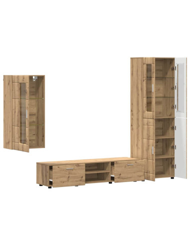 Set mobile TV con cassetto Rovere artigianale Legno multistrato