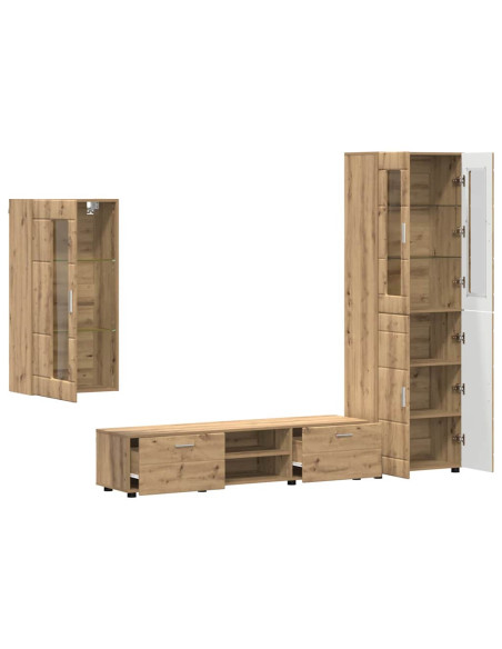 Set mobile TV con cassetto Rovere artigianale Legno multistrato