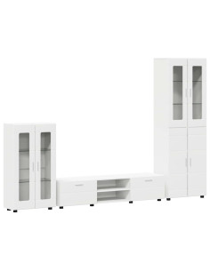 Set mobile TV con cassetto con porta Bianco Legno multistrato 2