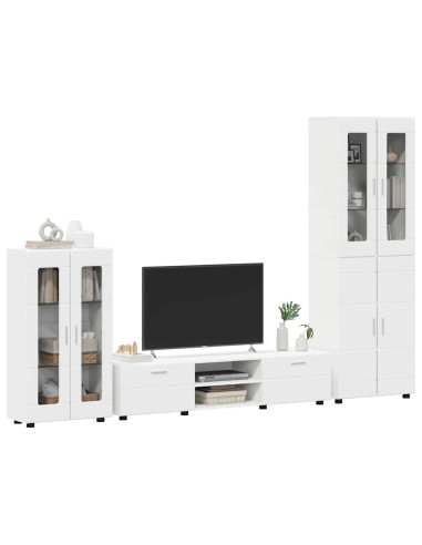 Set mobile TV con cassetto con porta Bianco Legno multistrato