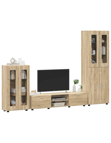 Set mobile TV con cassetto Rovere Sonoma Legno multistrato