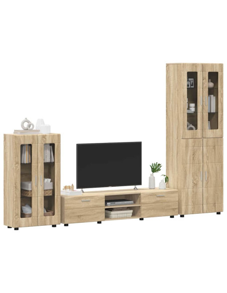 Set mobile TV con cassetto Rovere Sonoma Legno multistrato