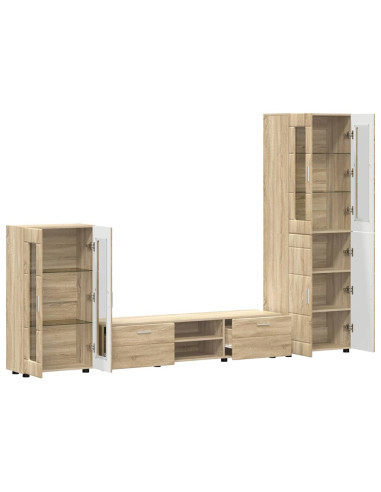 Set mobile TV con cassetto Rovere Sonoma Legno multistrato