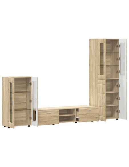 Set mobile TV con cassetto Rovere Sonoma Legno multistrato