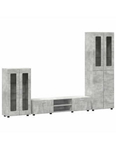 Set mobile TV con cassetto Grigio cemento Legno multistrato 2