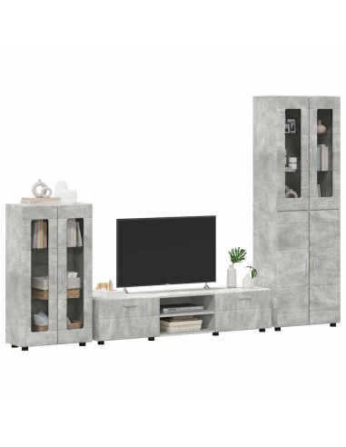 Set mobile TV con cassetto Grigio cemento Legno multistrato