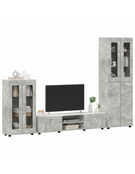 Set mobile TV con cassetto Grigio cemento Legno multistrato