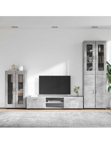 Set mobile TV con cassetto Grigio cemento Legno multistrato