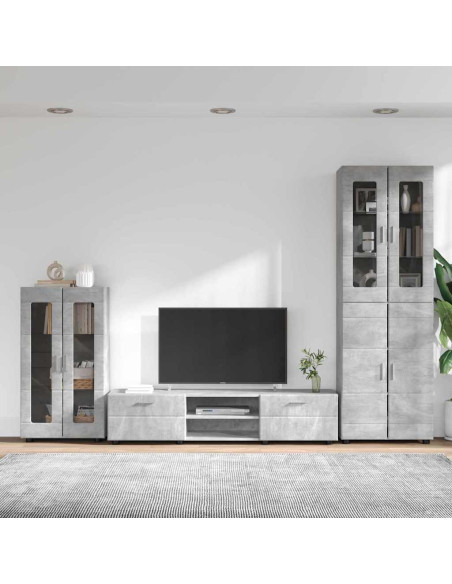 Set mobile TV con cassetto Grigio cemento Legno multistrato
