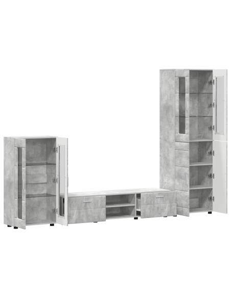 Set mobile TV con cassetto Grigio cemento Legno multistrato