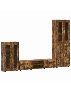 Set mobile TV con cassetto Rovere fumé Legno multistrato 2