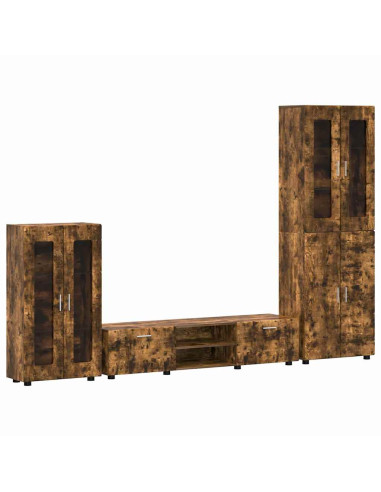 Set mobile TV con cassetto Rovere fumé Legno multistrato