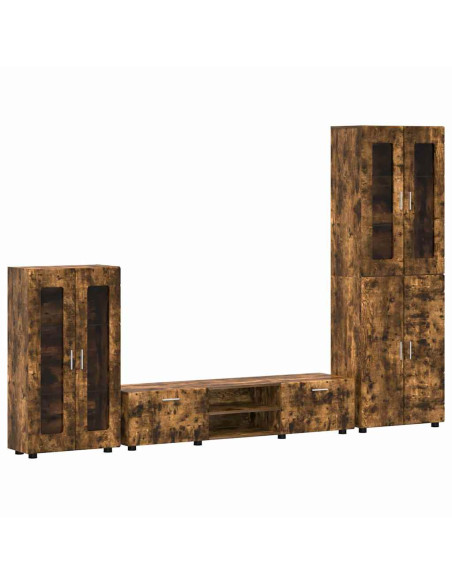 Set mobile TV con cassetto Rovere fumé Legno multistrato