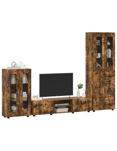 Set mobile TV con cassetto Rovere fumé Legno multistrato