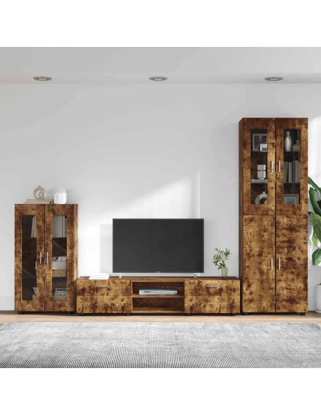Set mobile TV con cassetto Rovere fumé Legno multistrato