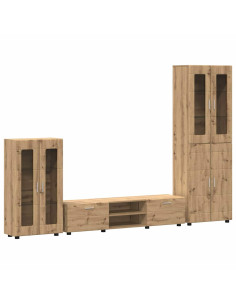 Set mobile TV con cassetto Rovere artigianale Legno multistrato 2