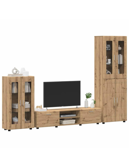 Set mobile TV con cassetto Rovere artigianale Legno multistrato