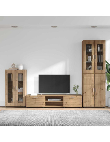 Set mobile TV con cassetto Rovere artigianale Legno multistrato