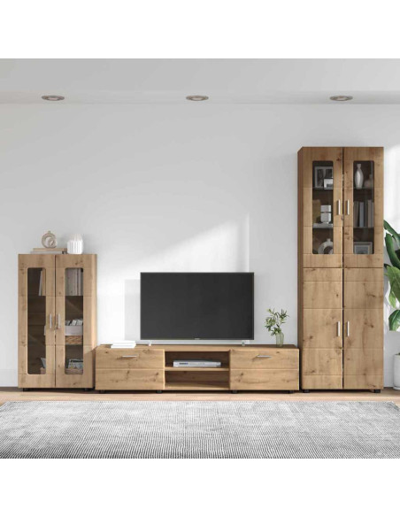 Set mobile TV con cassetto Rovere artigianale Legno multistrato