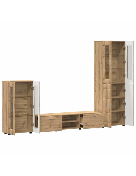 Set mobile TV con cassetto Rovere artigianale Legno multistrato