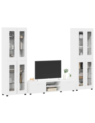 Set mobile TV con cassetto con porta Bianco Legno multistrato
