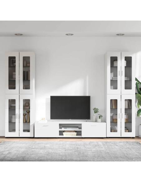 Set mobile TV con cassetto con porta Bianco Legno multistrato