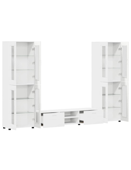 Set mobile TV con cassetto con porta Bianco Legno multistrato
