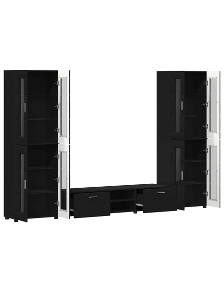 Set mobile TV con cassetto con porta Nero Legno multistrato