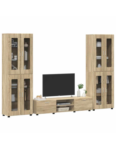 Set mobile TV con cassetto Rovere Sonoma Legno multistrato
