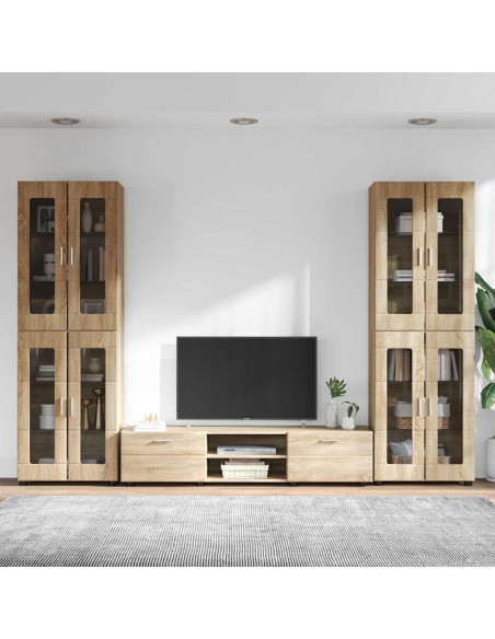 Set mobile TV con cassetto Rovere Sonoma Legno multistrato