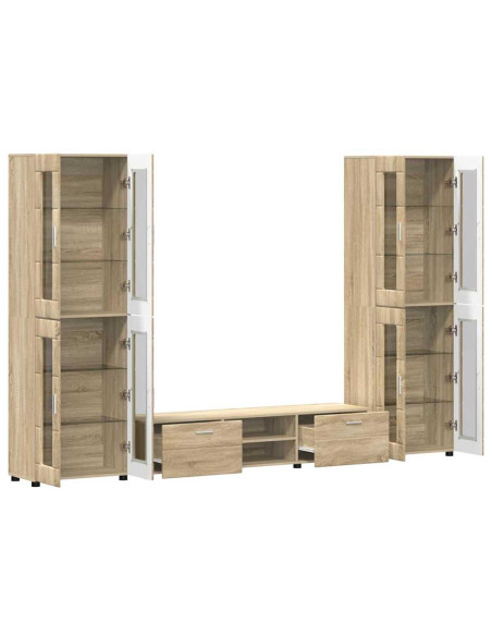 Set mobile TV con cassetto Rovere Sonoma Legno multistrato
