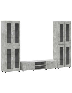 Set mobile TV con cassetto Grigio cemento Legno multistrato 2