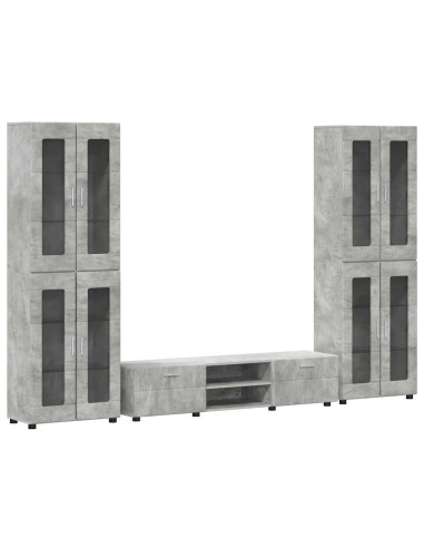 Set mobile TV con cassetto Grigio cemento Legno multistrato