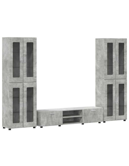 Set mobile TV con cassetto Grigio cemento Legno multistrato